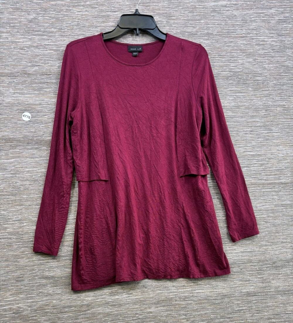 J. Jill Wearever Collection Tunic Top Women's Size S Burgundy Maroon Stretch